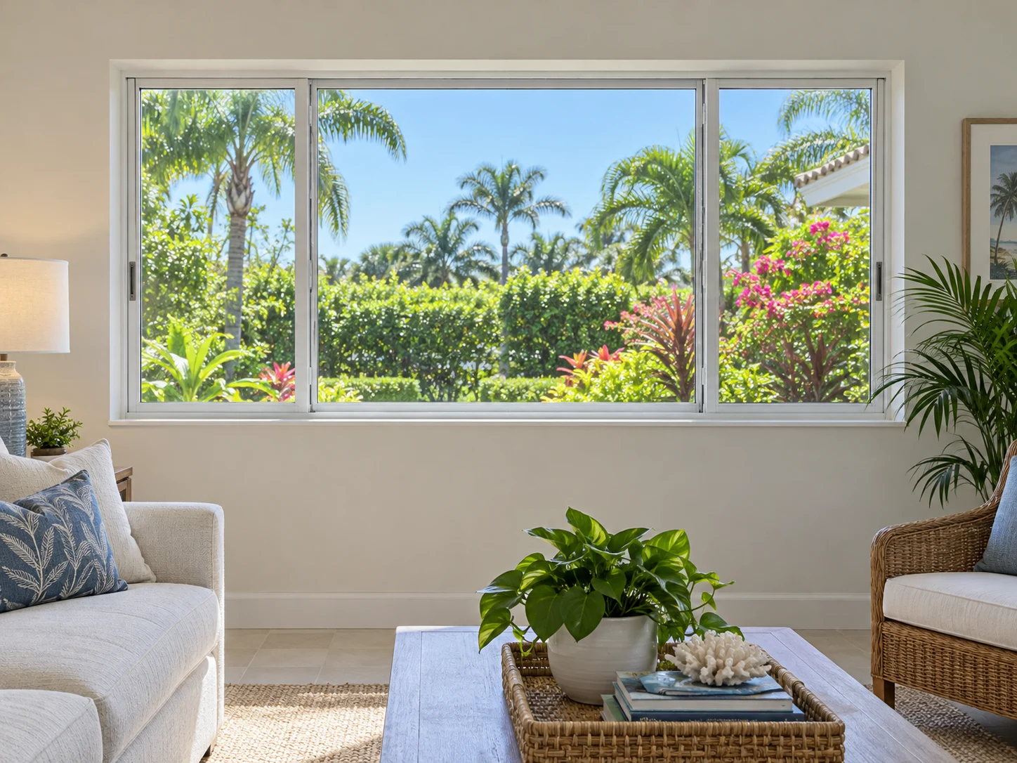 Three-panel horizontal sliding window